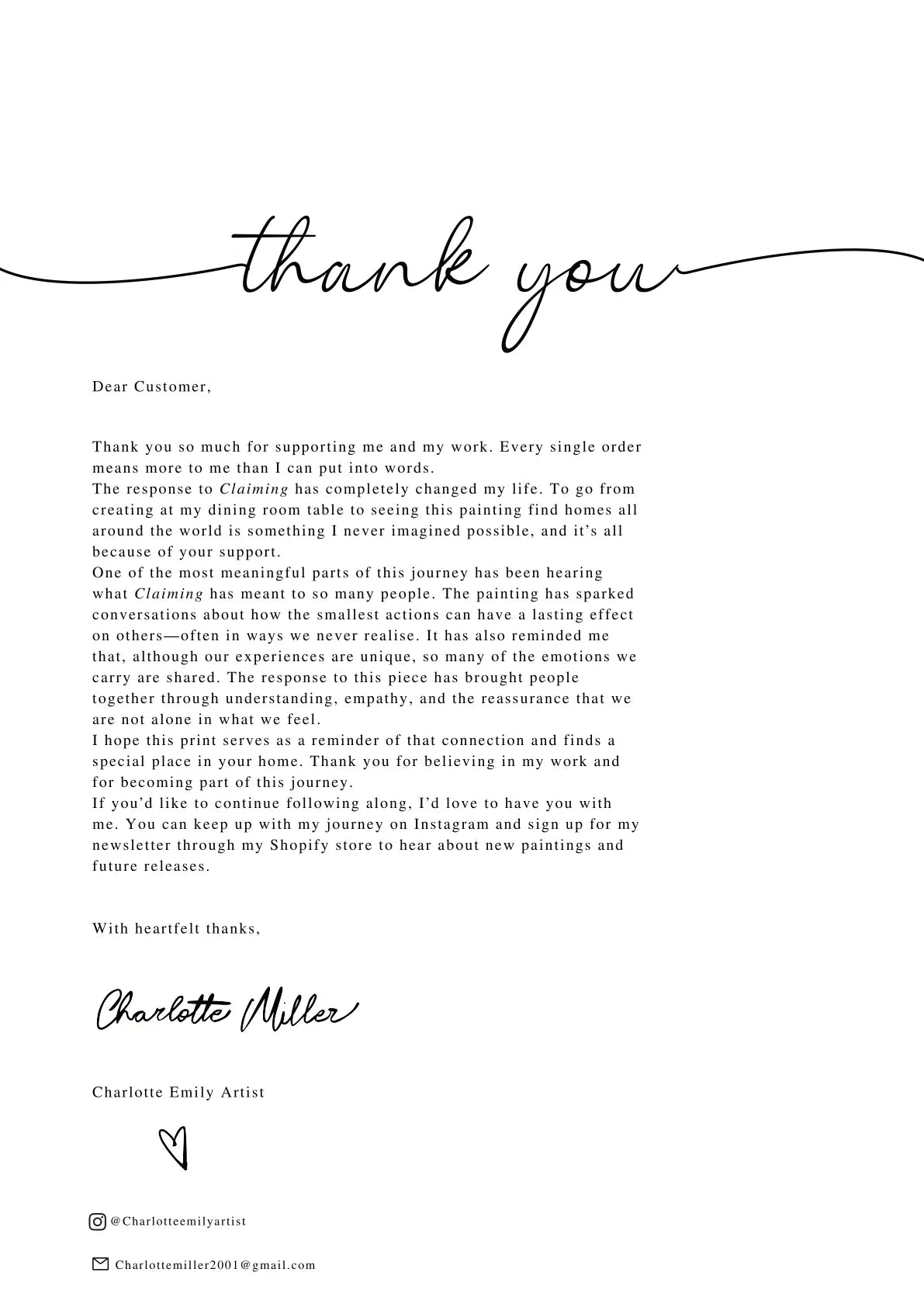 Claiming — A letter from the artist